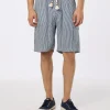 Blau gestreifte Leinen-Bermudashorts für Herren Marseille