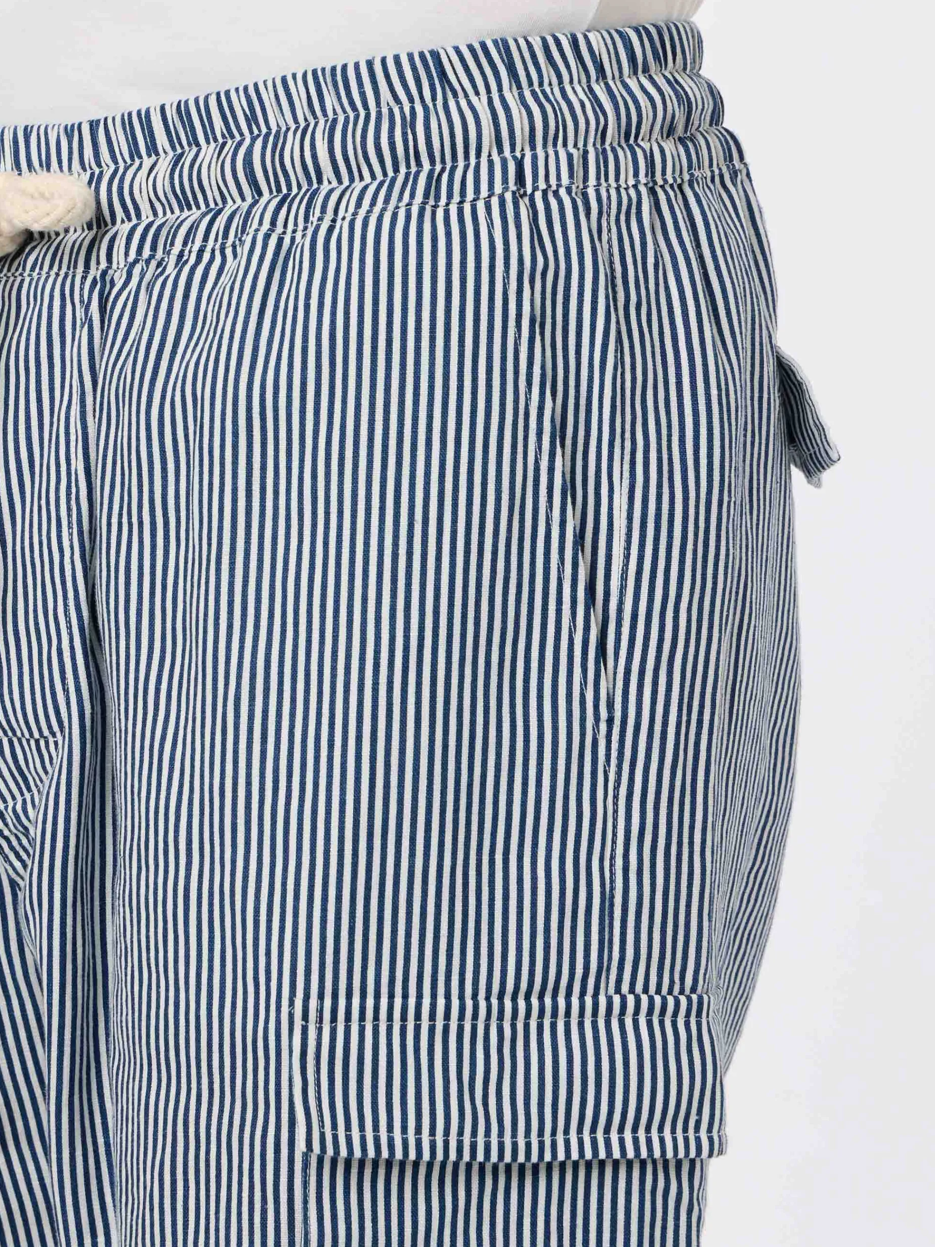 Blau gestreifte Leinen-Bermudashorts für Herren Marseille