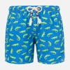Blaue Badeshorts für Jungen mit grünem Alligatorprint
