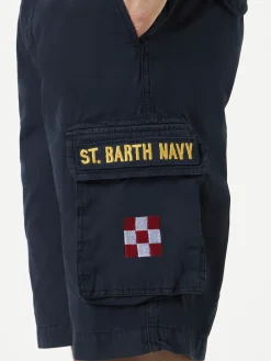 Blaue Cargo-Shorts aus Baumwolle
