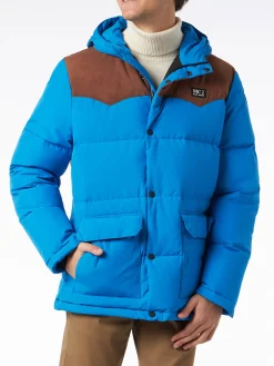 Blaue Daunenjacke für Herren mit Kapuze