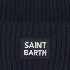 Blaue gerippte Mütze für Jungen mit Saint-Barth-Etikett