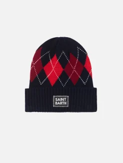 Blaue Herrenmütze mit Argyle-Print