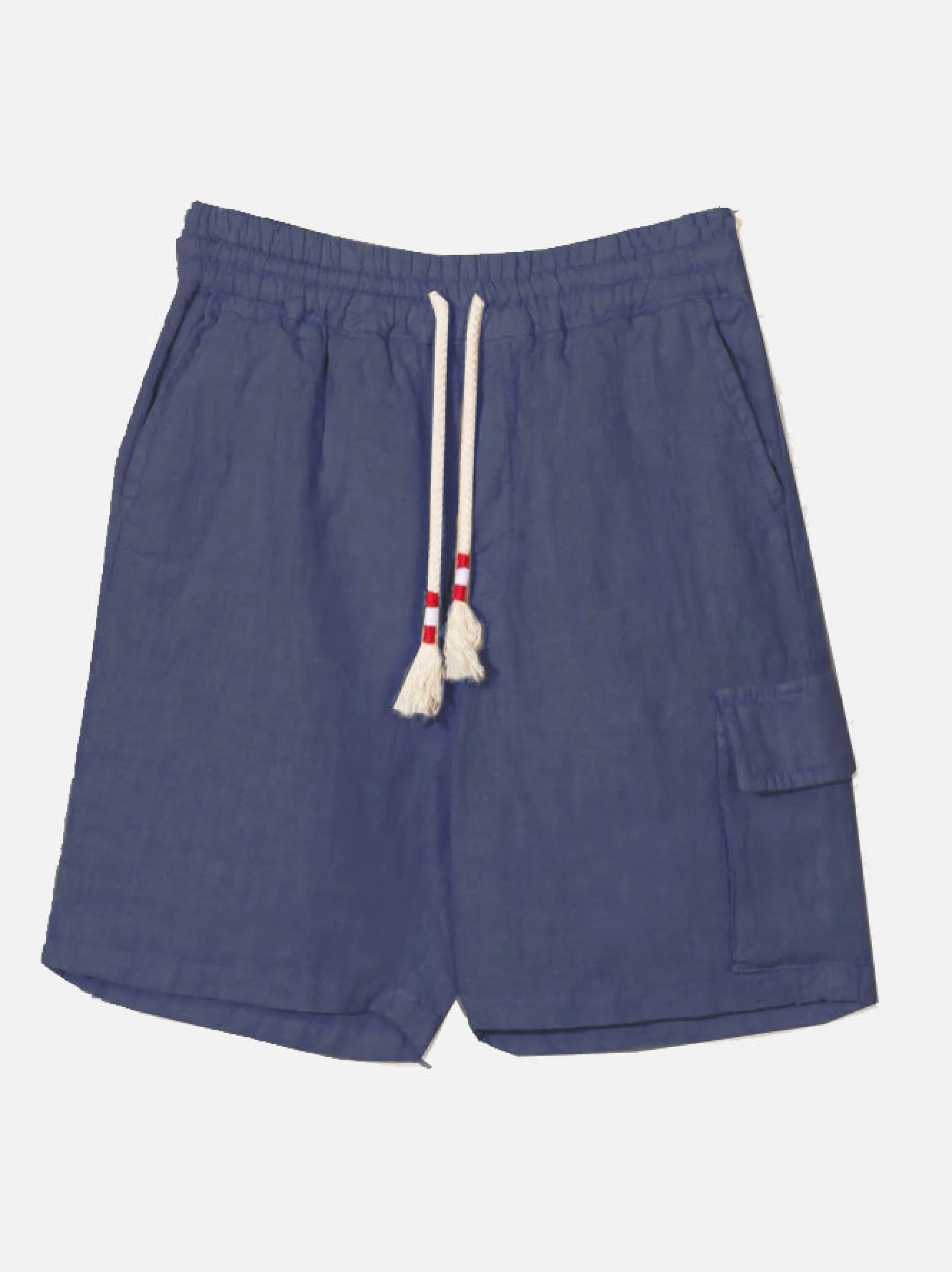 Blaue Leinen-Bermudashorts