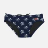 Blaue Marine-Badehose für Jungen mit Piraten-Mikrodruck