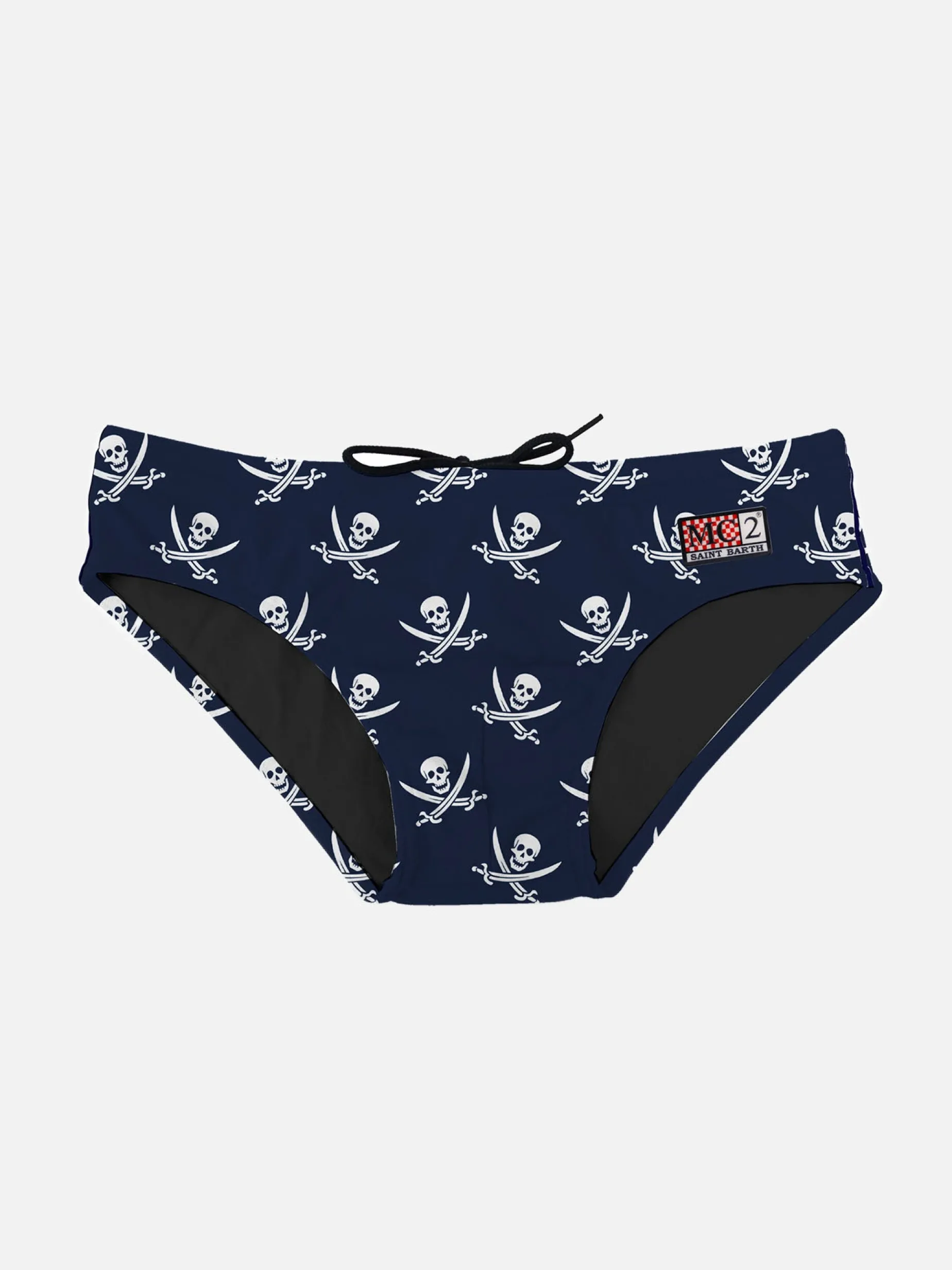 Blaue Marine-Badehose für Jungen mit Piraten-Mikrodruck