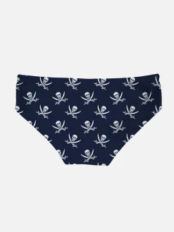 Blaue Marine-Badehose für Jungen mit Piraten-Mikrodruck