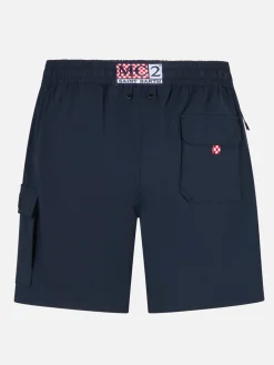 Blaue, marineblaue Herren-Badeshorts aus Komfort und Stretch