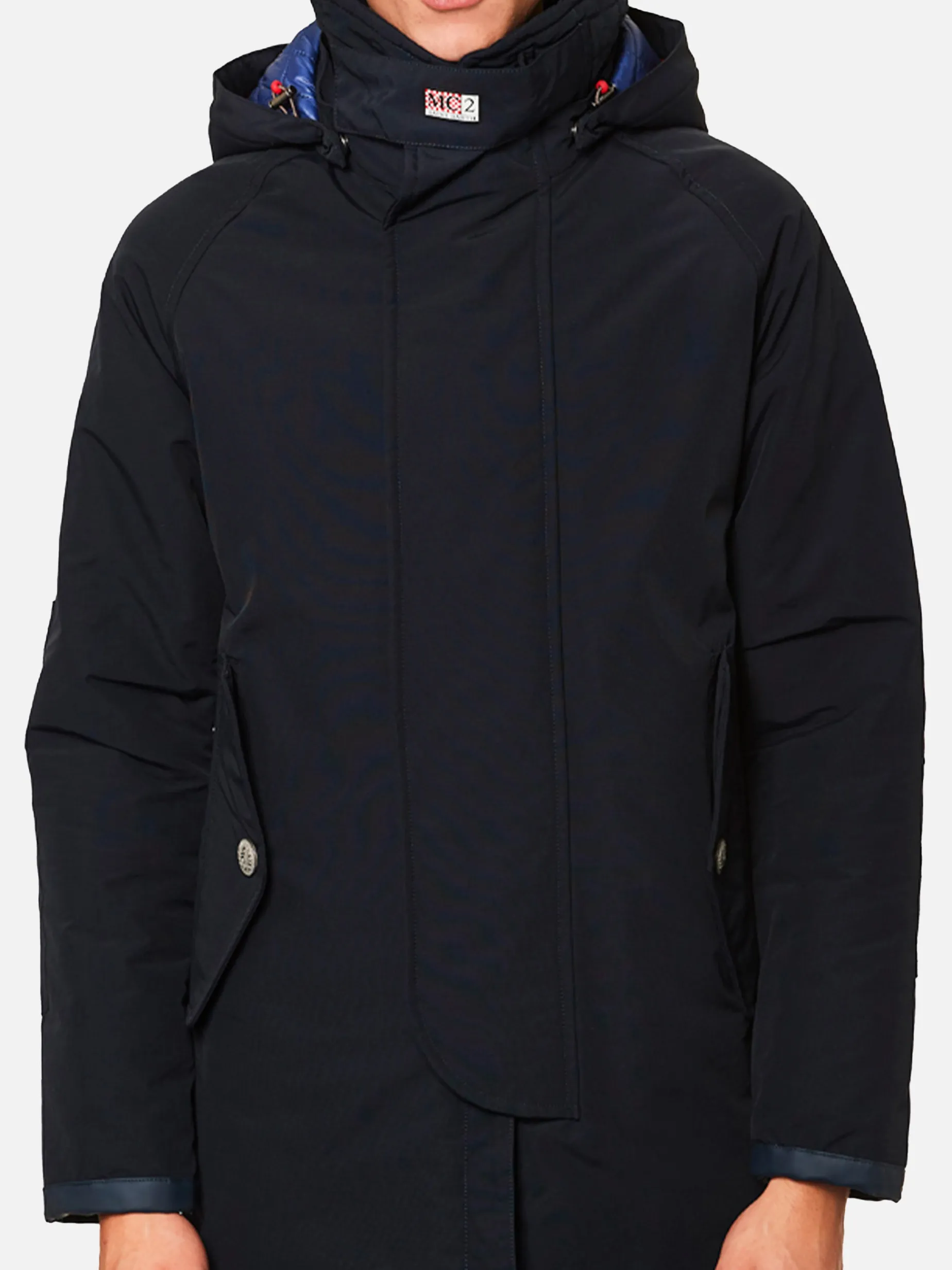 Blaue, marineblaue Kapuzen-Windjacke für Herren