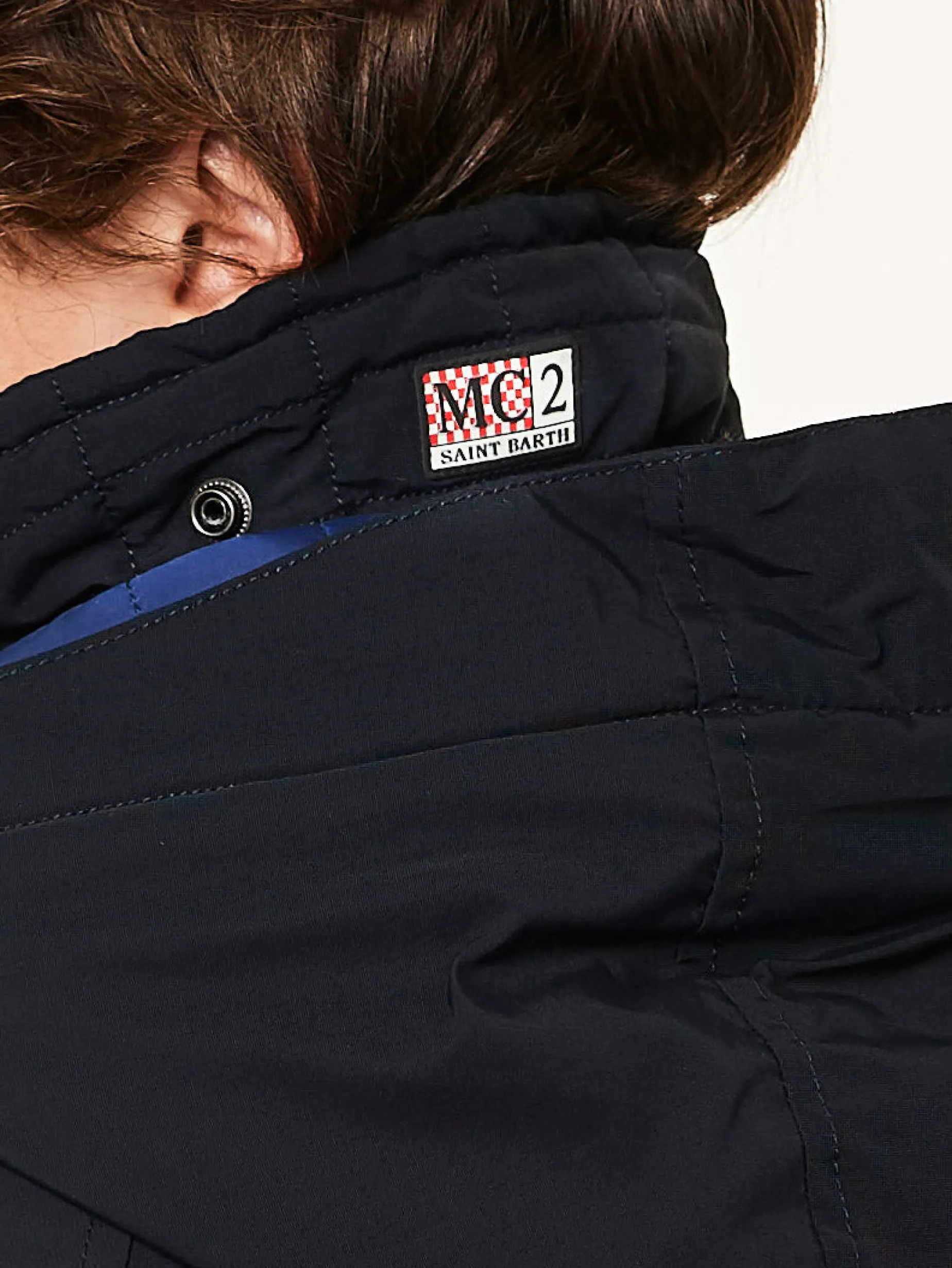 Blaue, marineblaue Kapuzen-Windjacke für Herren