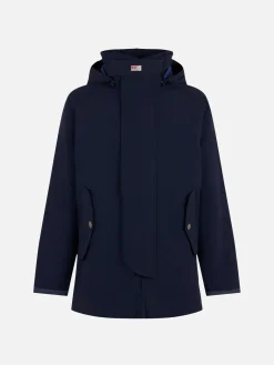 Blaue, marineblaue Kapuzen-Windjacke für Herren
