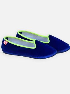 Blaue Samtpantoffeln Friulane