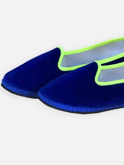 Blaue Samtpantoffeln Friulane