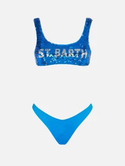 Blauer Bralette-Bikini für Damen