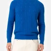 Blauer Herrenpullover aus Kaschmirmischung mit Rundhalsausschnitt Regent