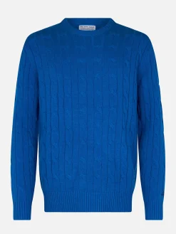 Blauer Herrenpullover aus Kaschmirmischung mit Rundhalsausschnitt Regent