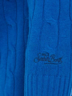 Blauer Herrenpullover aus Kaschmirmischung mit Rundhalsausschnitt Regent