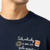 Blauer Herrenpullover Heron Light mit Stickerei „Sole, Whisky e sei in Pole Position!“ | VACANZE DI NATALE SONDEREDITION