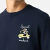 Blauer Herrenpullover Heron mit Snoopy-Stickerei fürs Wochenende | SNOOPY PEANUTS SPECIAL EDITION