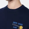Blauer Herrenpullover Heron mit Pasta Lover-Stickerei