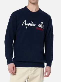 Blauer Herrenpullover Heron mit St. Barth Après-Ski-Stickerei