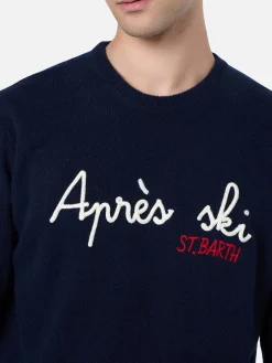 Blauer Herrenpullover Heron mit St. Barth Après-Ski-Stickerei
