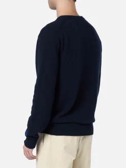 Blauer Herrenpullover Heron mit Apres-Ski-Stickerei