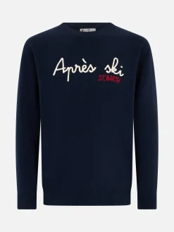 Blauer Herrenpullover Heron mit St. Barth Après-Ski-Stickerei