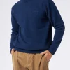 Blauer Herrenpullover mit Rundhalsausschnitt und St. Barth-Stickerei