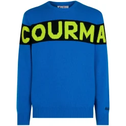 Blauer Herrenpullover mit Courma-Schriftzug