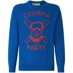 Blauer Herrenpullover mit Courma Pirates-Stickerei