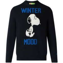 Blauer Herrenpullover Winter Mood Snoopy-Aufdruck | SNOOPY – PEANUTS™ SONDEREDITION