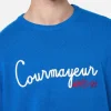 Blauer Herren-Skipullover Heron mit Courma Apres Ski-Stickerei