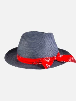 Blauer Jeans-Papierhut mit Bandeau-Bandana-Print