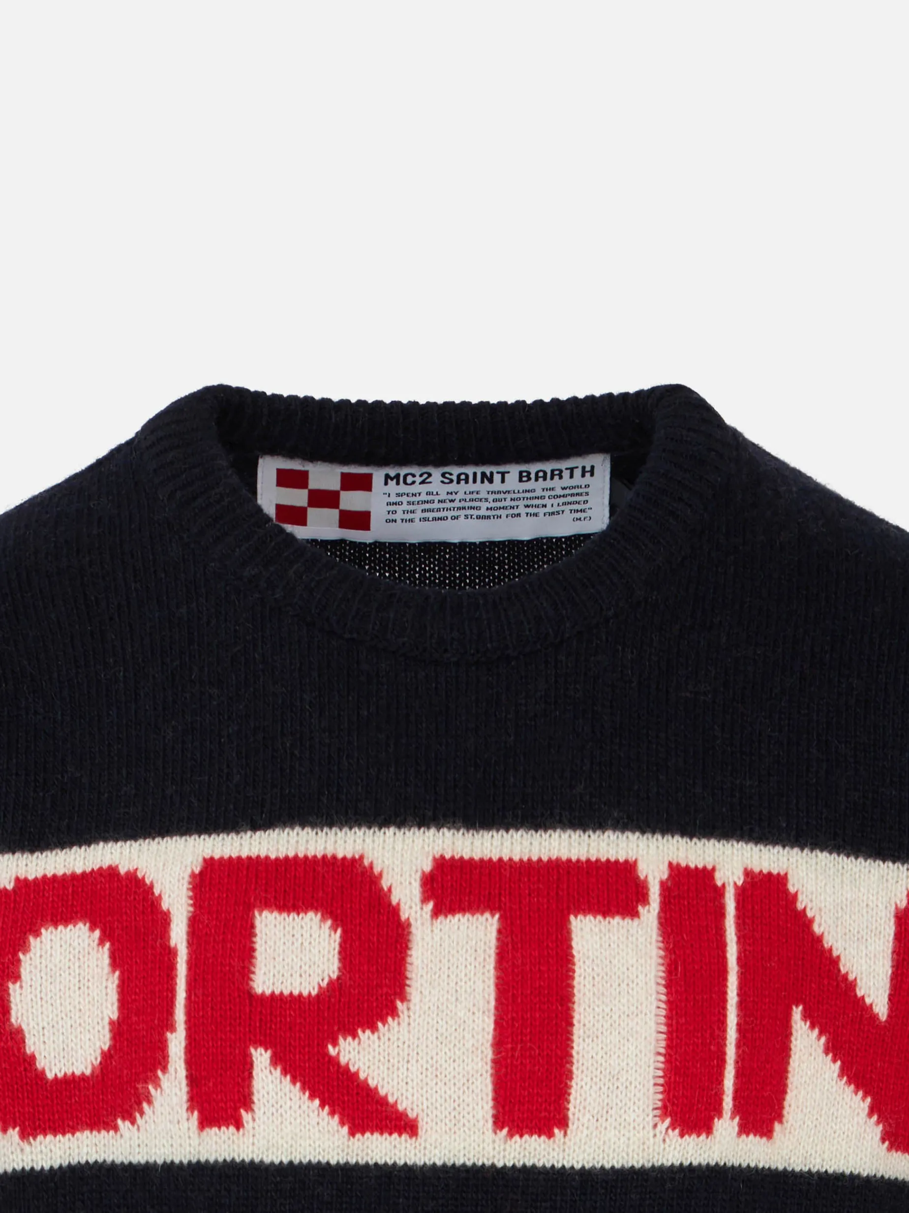 Blauer Jungenpullover Cortina mit roter Grafik
