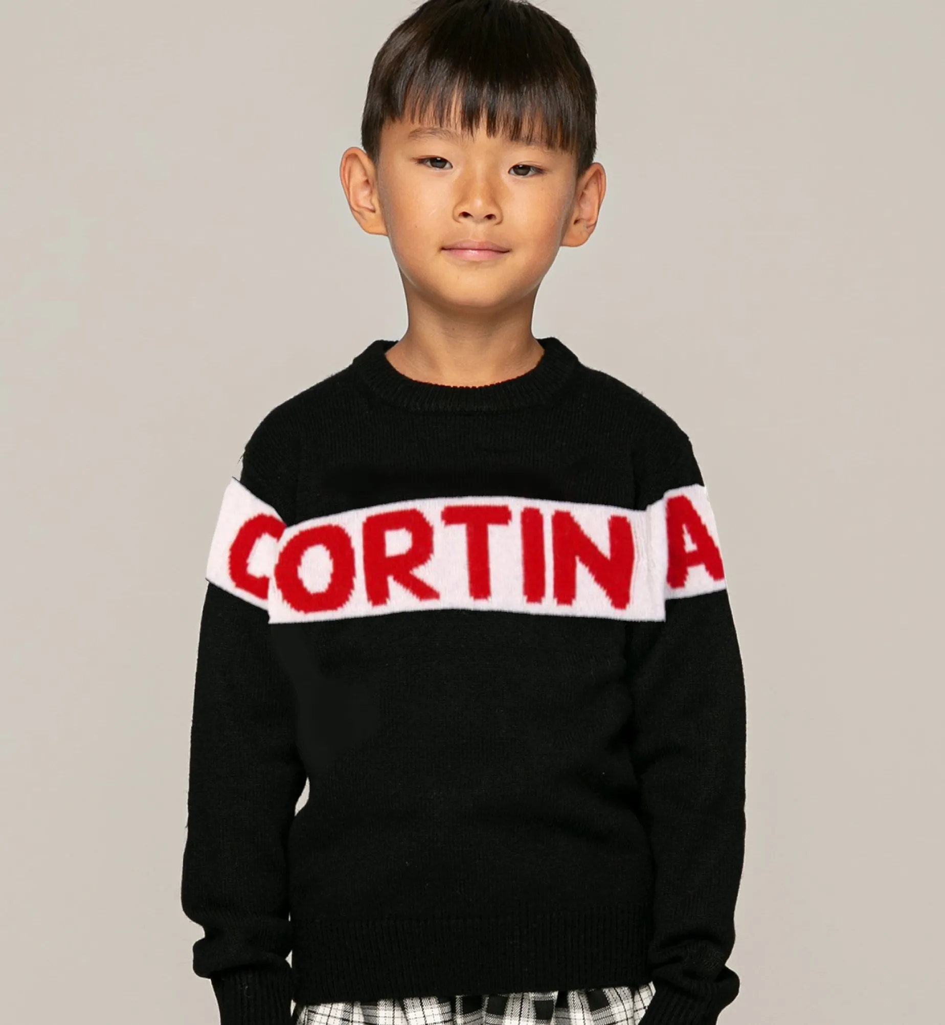 Blauer Jungenpullover Cortina mit roter Grafik