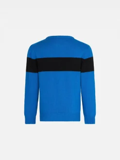 Blauer Jungenpullover mit Courma-Schriftzug