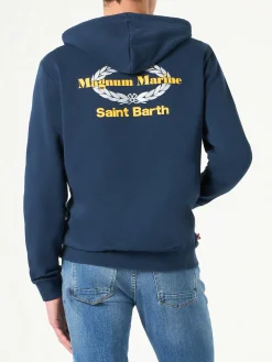 Blauer Kapuzenpullover aus Baumwolle mit Magnum Marine Saint Barth-Stickerei | MAGNUM MARINE SONDEREDITION