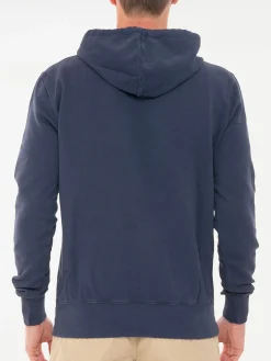 Blauer Kapuzenpullover aus Baumwolle mit Stickerei