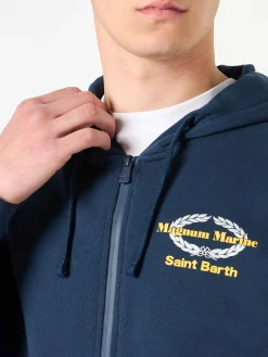 Blauer Kapuzenpullover aus Baumwolle mit Magnum Marine Saint Barth-Stickerei | MAGNUM MARINE SONDEREDITION
