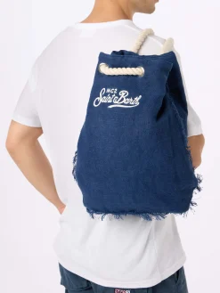 Blauer Leinenrucksack „Boot“
