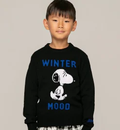 Blauer Marineblauer Snoopy Winter Mood-Pullover für Jungen – Sonderedition