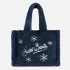 Blauer Teddy-Softbeutel mit Schneeflocken
