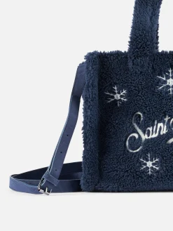Blauer Teddy-Softbeutel mit Schneeflocken