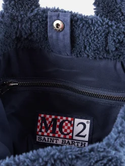 Blauer Teddy-Softbeutel mit Schneeflocken