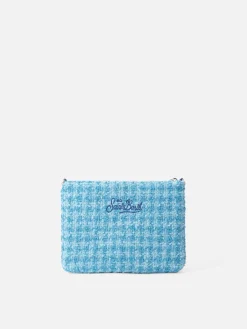 Blauer Tweed-Beutel „Parisienne“ mit Kette