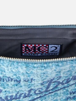 Blauer Tweed-Beutel „Parisienne“ mit Kette