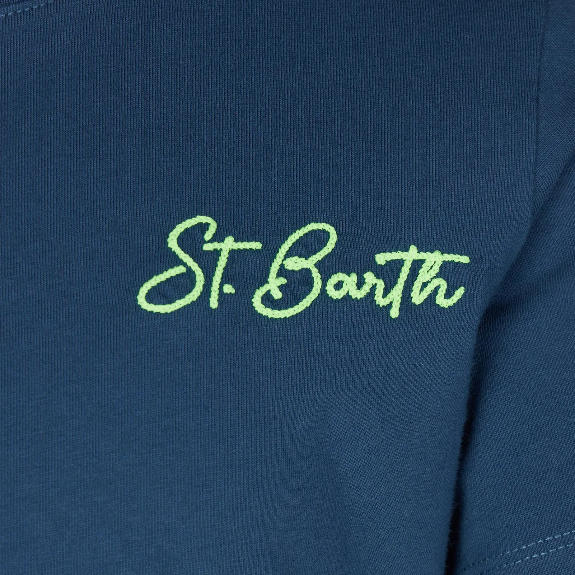 Blaues Baumwoll-T-Shirt für Jungen mit St. Barth-Strandaufdruck