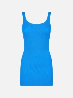 Blaues Damen-Crinkle-Tankkleid