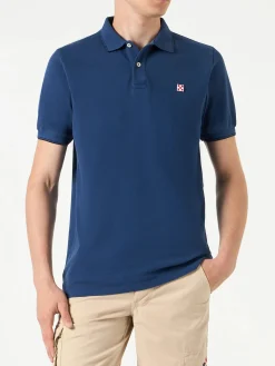 Blaues Denim-Piquet-Polo mit St. Barth-Logo